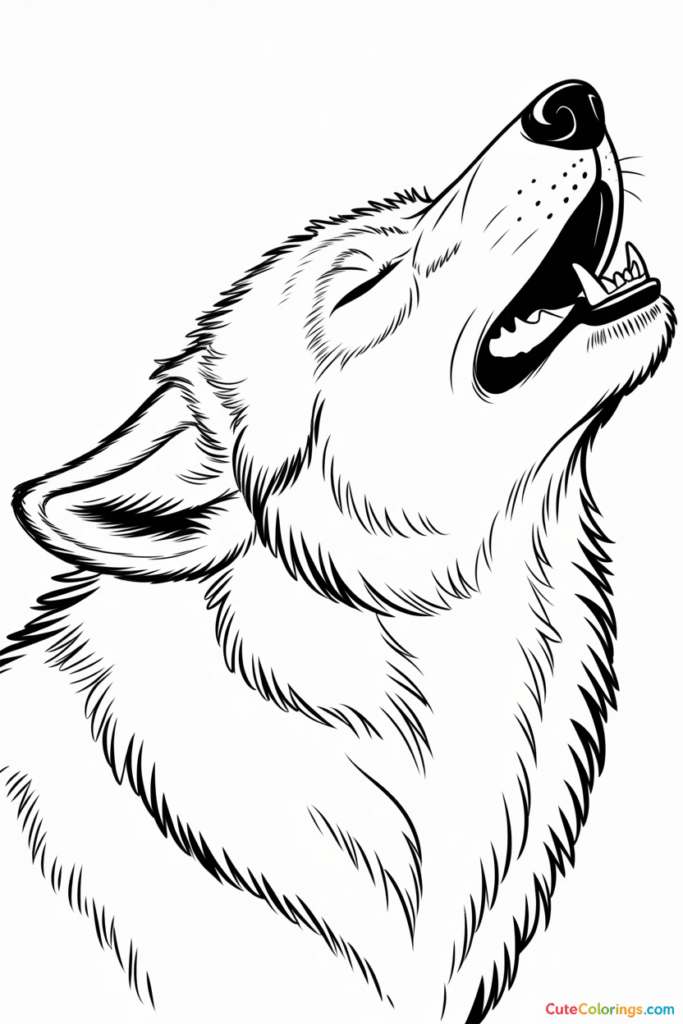 Detailed Wolf Howling Realistic Page