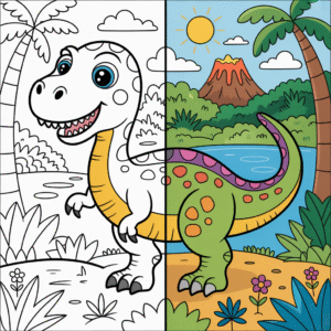 Preview of dinosaur coloring pages