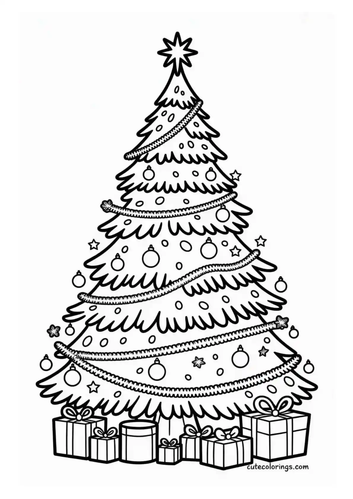 Elegant Tree with Garland and Gifts