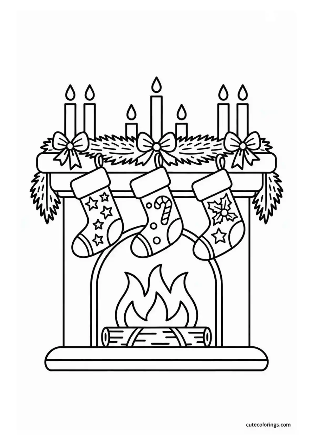 Fireplace with Christmas Stockings