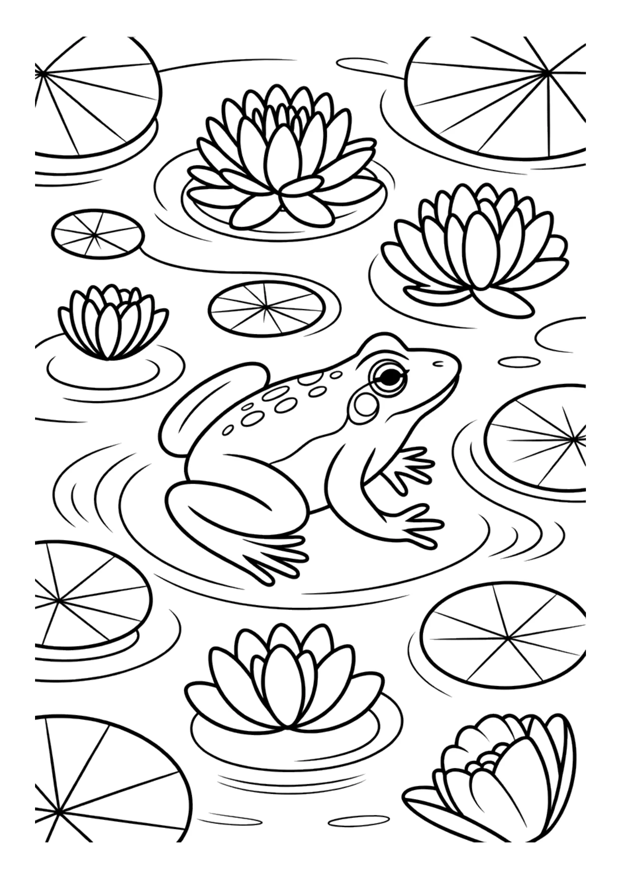 Coloriage fleuri détaillé d&rsquo;une grenouille
