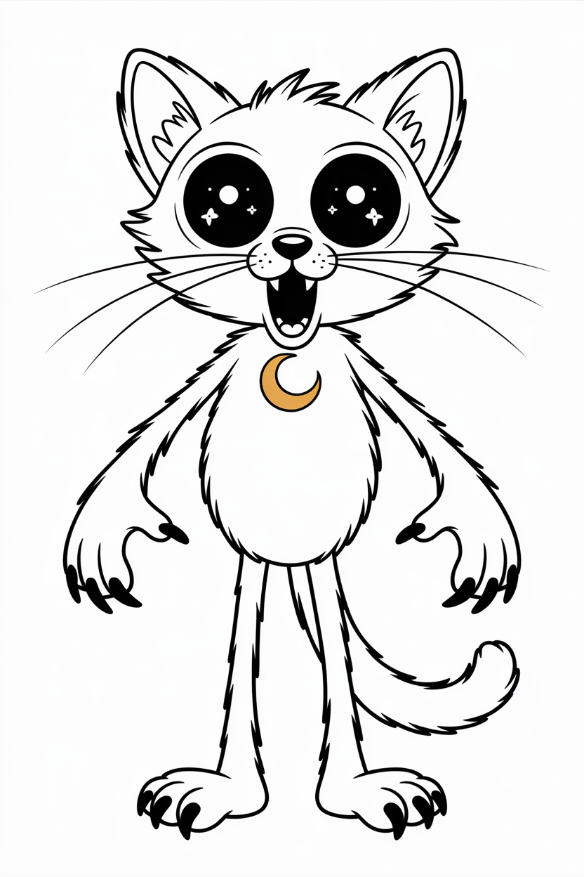 Fluffy CatNap Front View Coloring Page