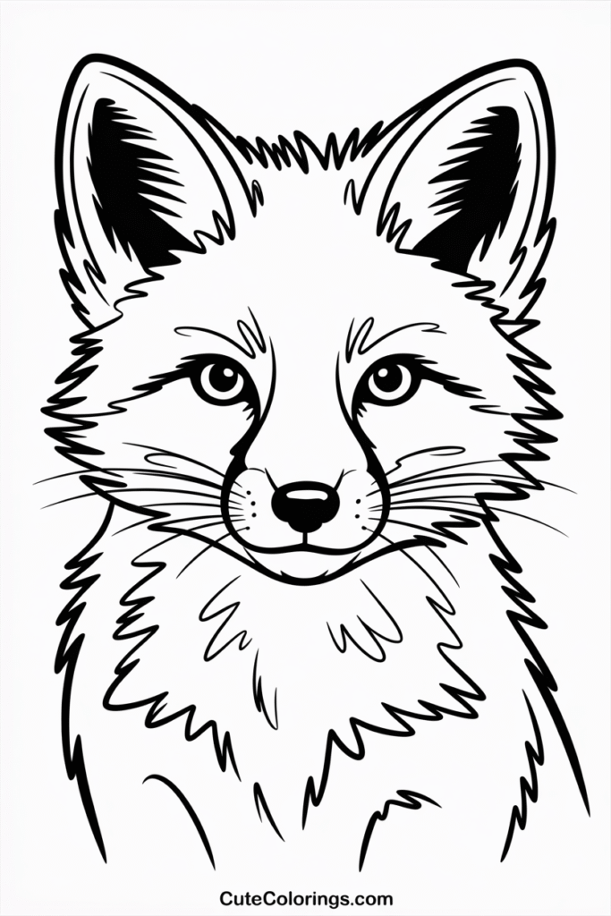 Fluffy Fox Face Portrait Front View