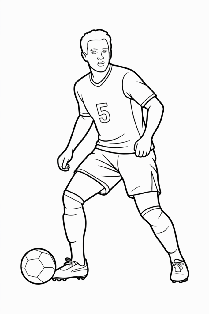 Soccer Player Ball Control Coloring Page