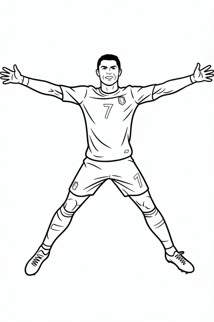 Ronaldo Flexing Muscles Football Coloring Page