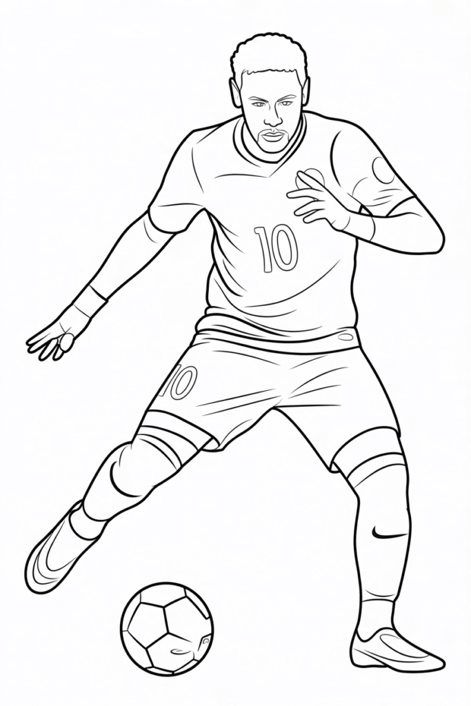 Messi Dribbling Soccer Coloring Page