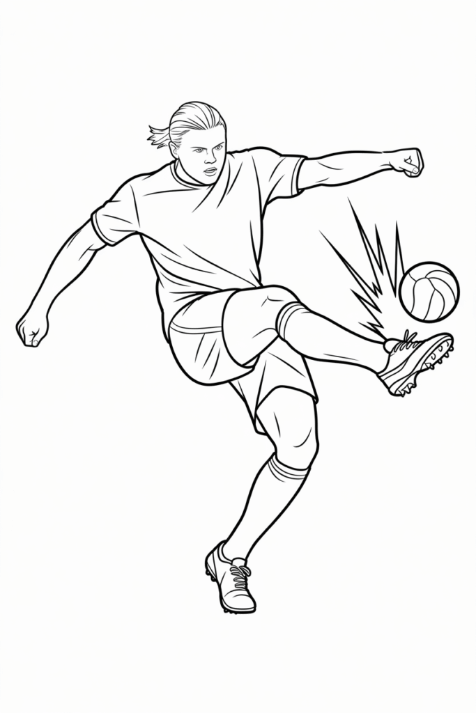 Powerful Soccer Shot Coloring Page
