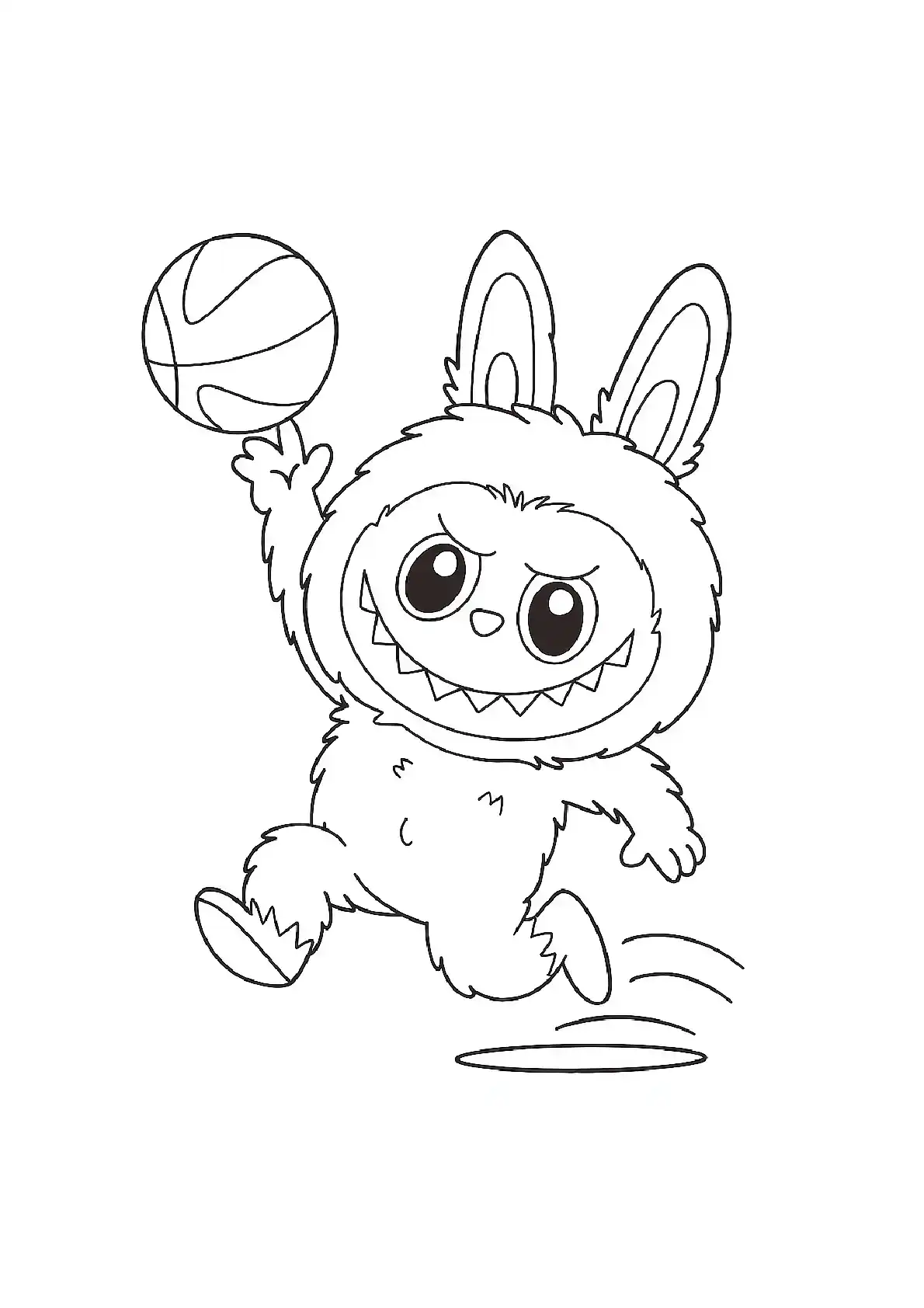 Football Playing Coloring Page (Ball in Air)