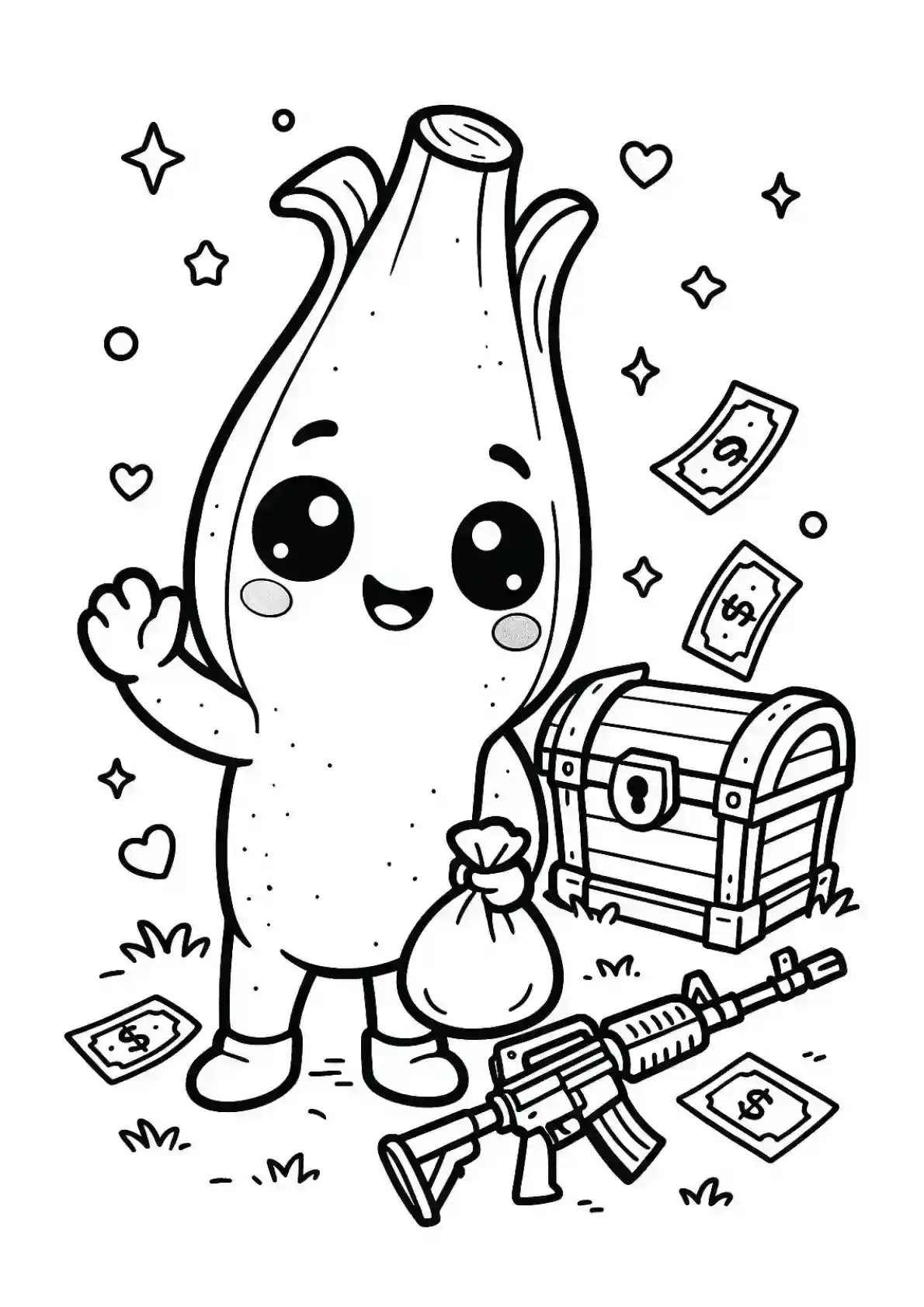 Fortnite Peely Coloring Page