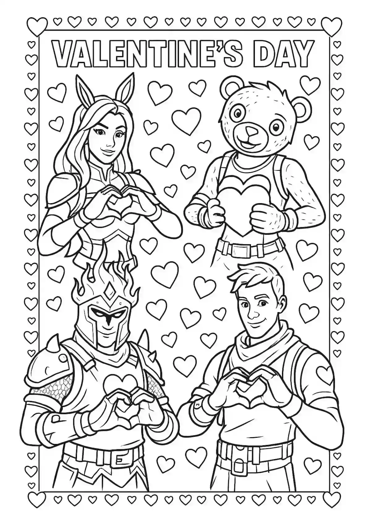 Fortnite Valentine's Coloring Page"