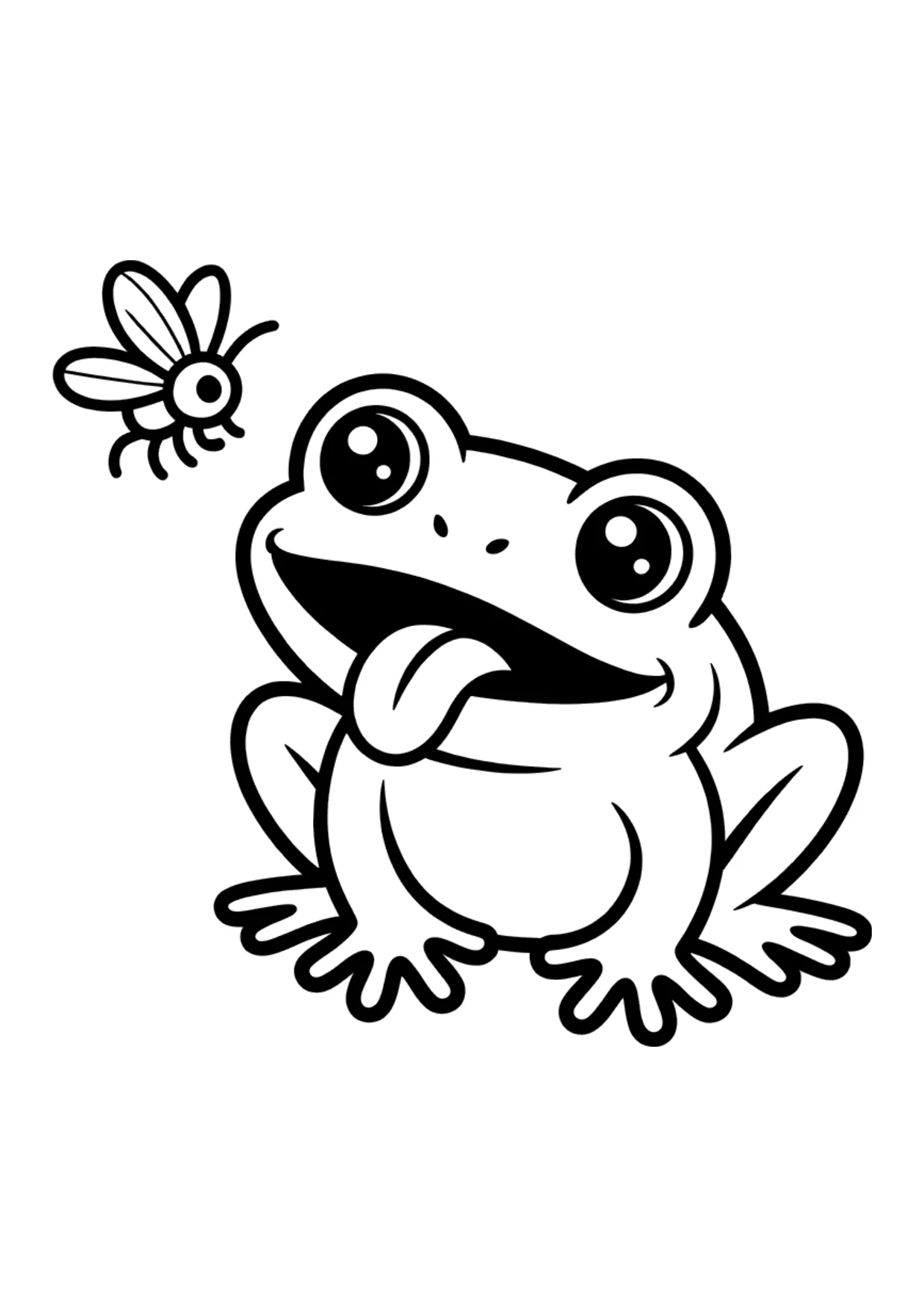 Coloriage facile d&rsquo;une grenouille attrapant une mouche