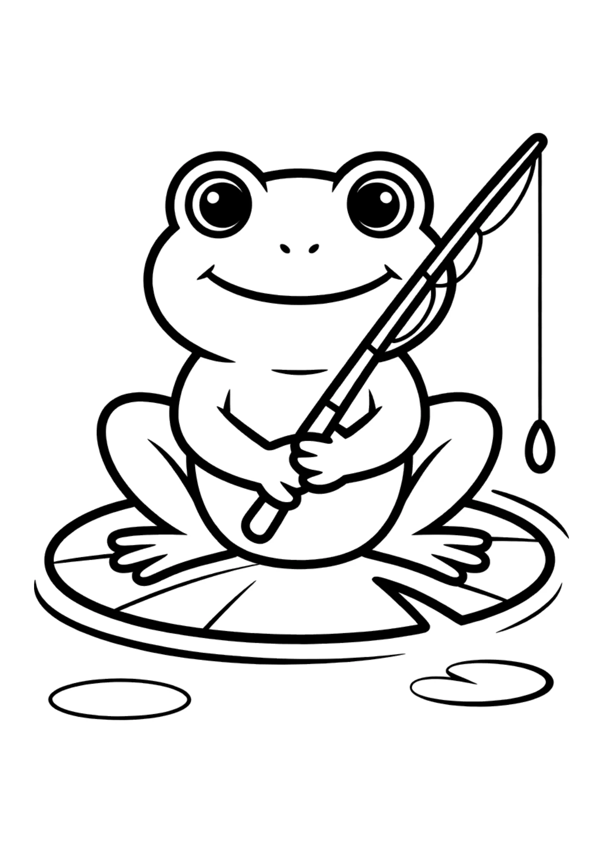 Coloriage pour enfants d&rsquo;une grenouille pêcheuse