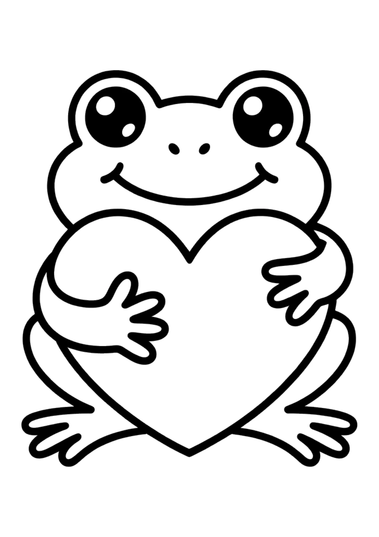 Coloriage facile d&rsquo;une grenouille serrant un cœur