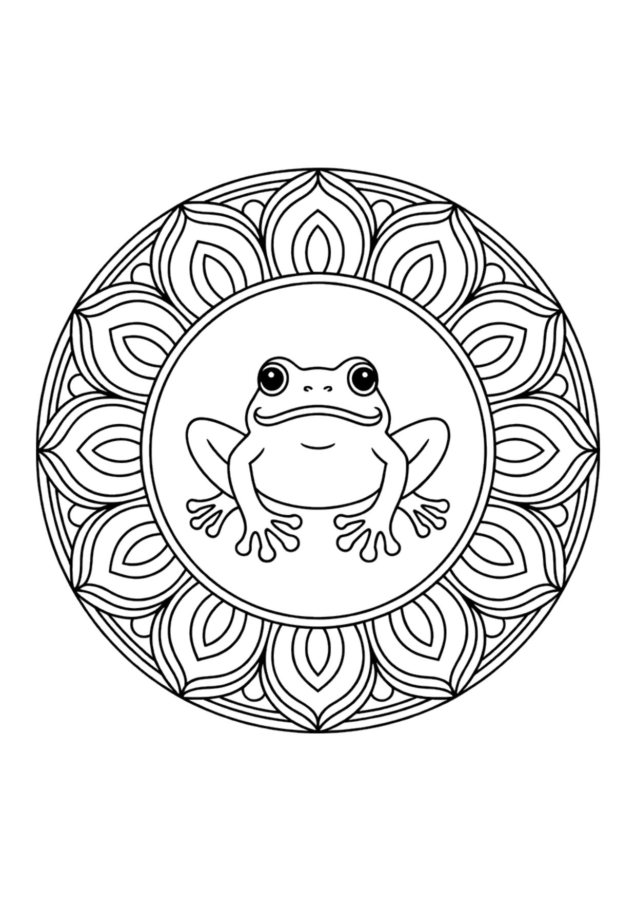 Coloriage mandala détaillé d&rsquo;une grenouille