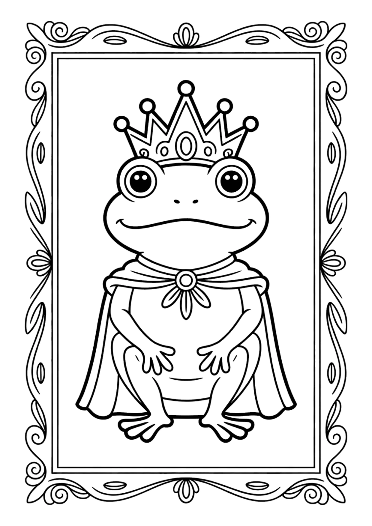 Coloriage détaillé d&rsquo;un prince grenouille