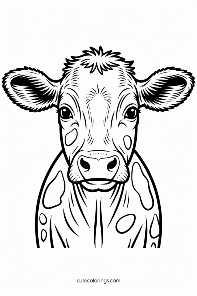 Gentle Spotted Cow Front View Portrait