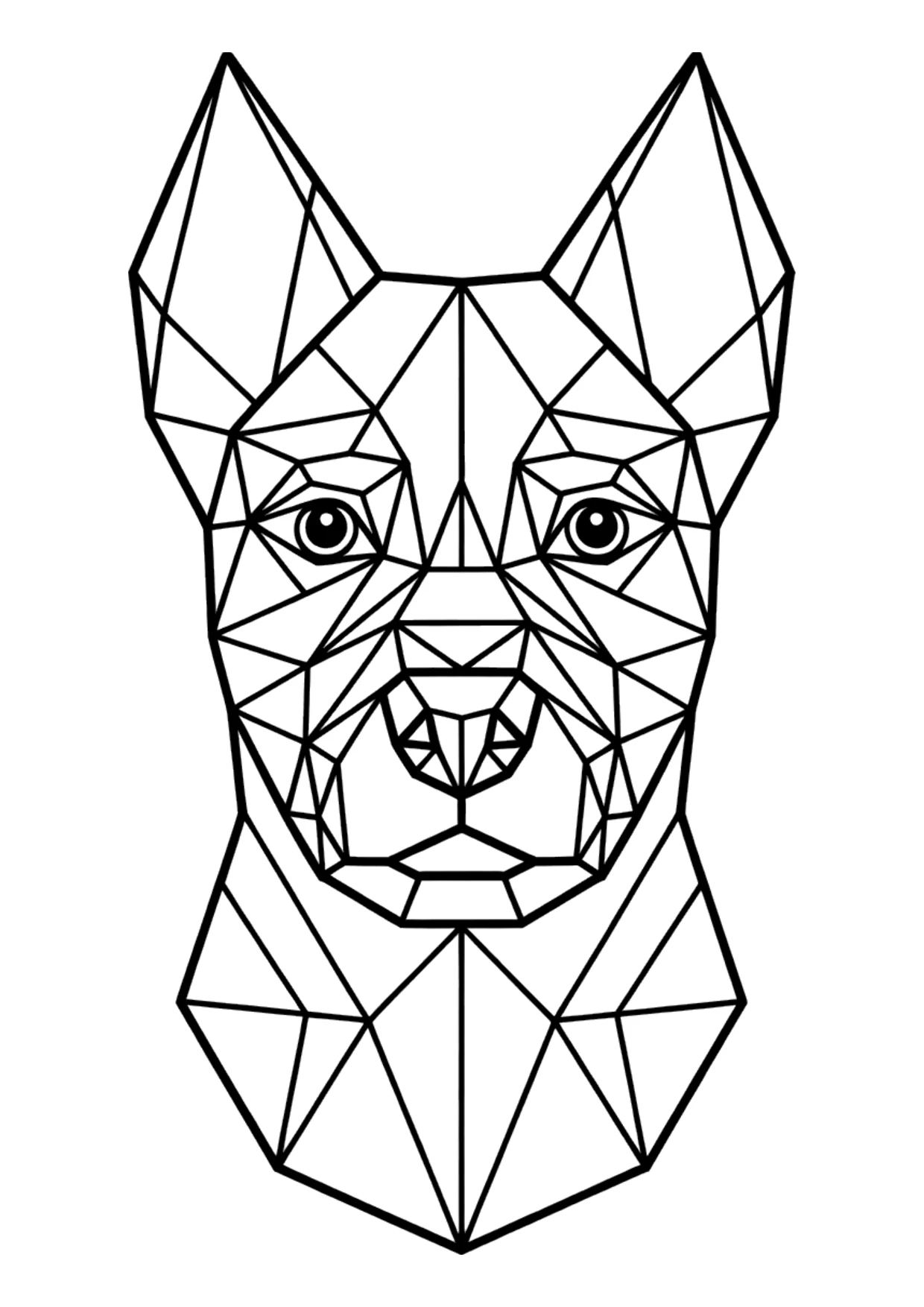 Coloriage détaillé géométrique low poly d'un chien