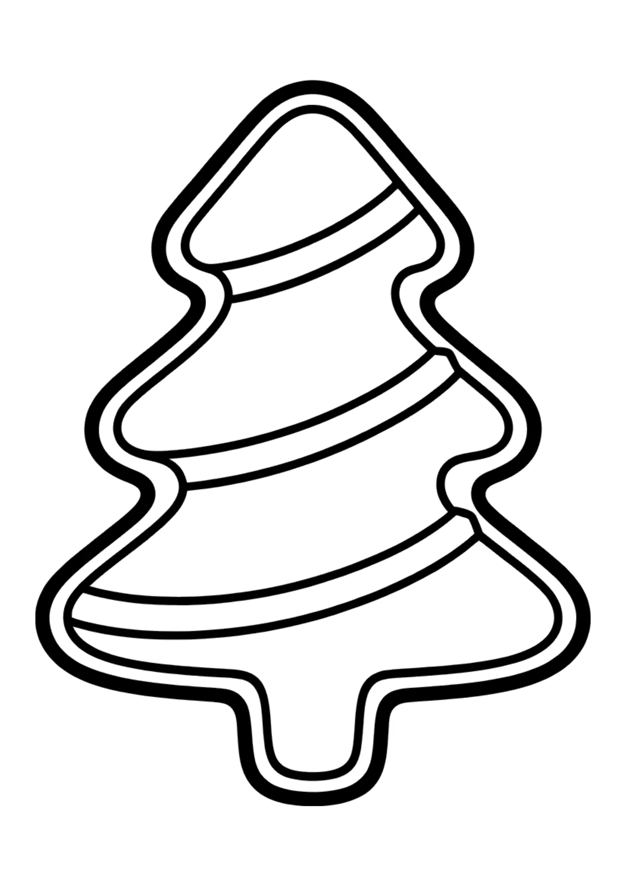 Dibujo fácil de una galleta de jengibre con forma de árbol de Navidad para colorear