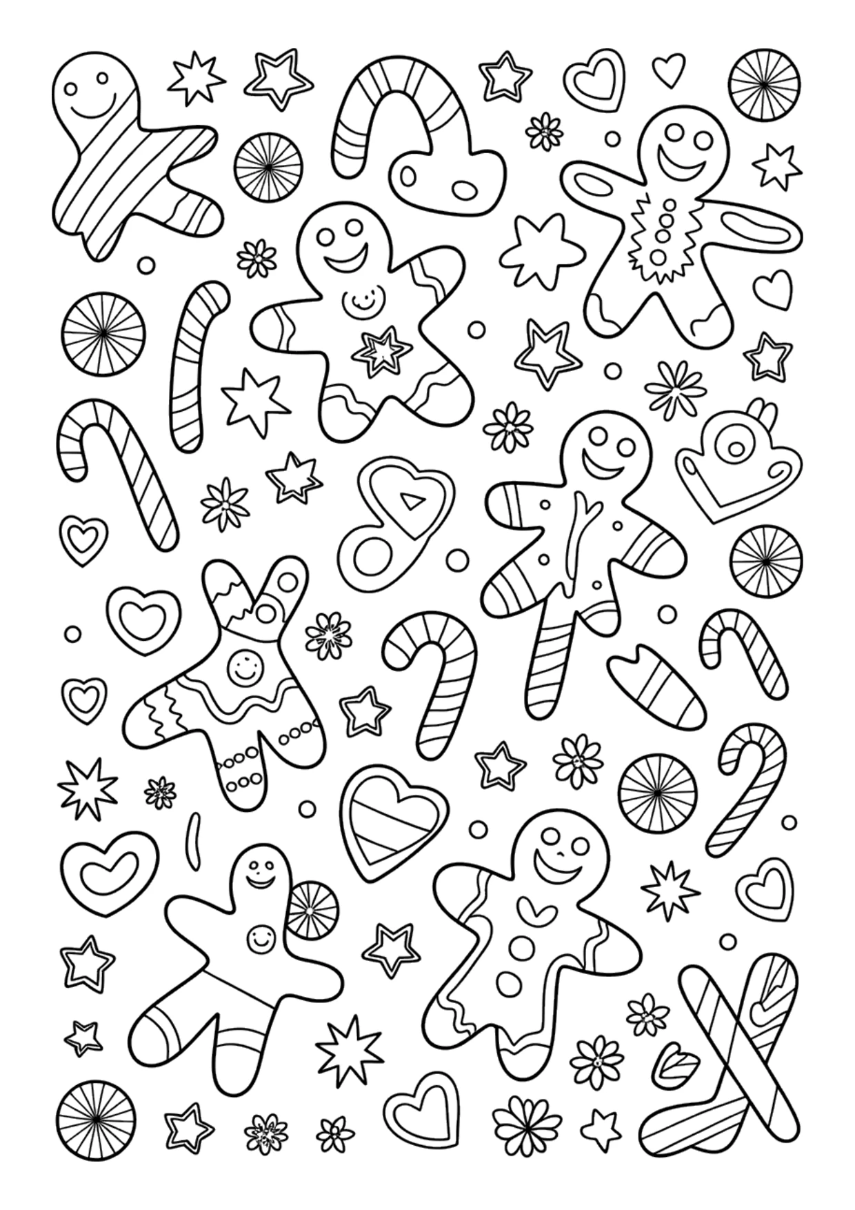 Dibujo detallado de patrón de galletas de jengibre para colorear