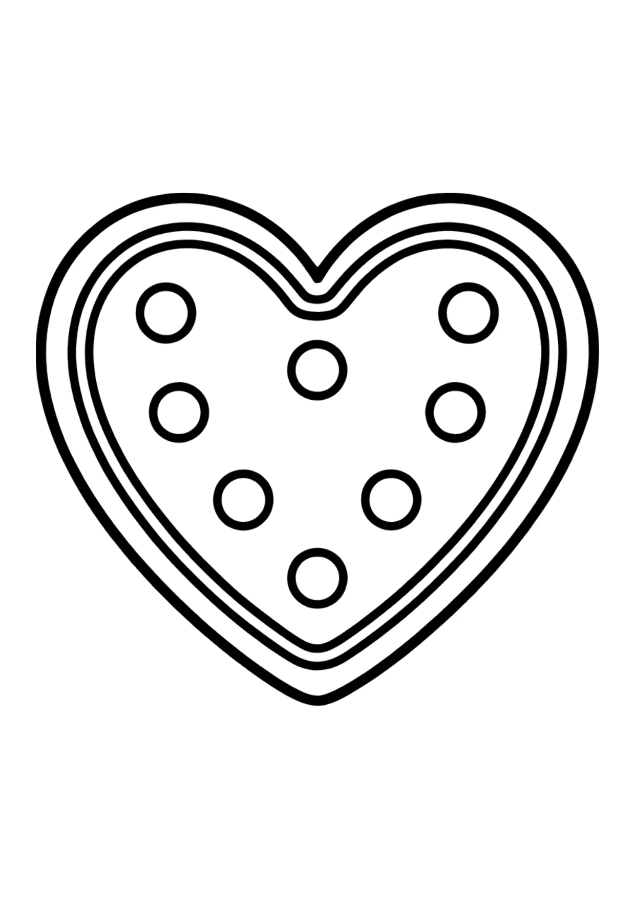 Dibujo fácil de una galleta de jengibre con forma de corazón para colorear