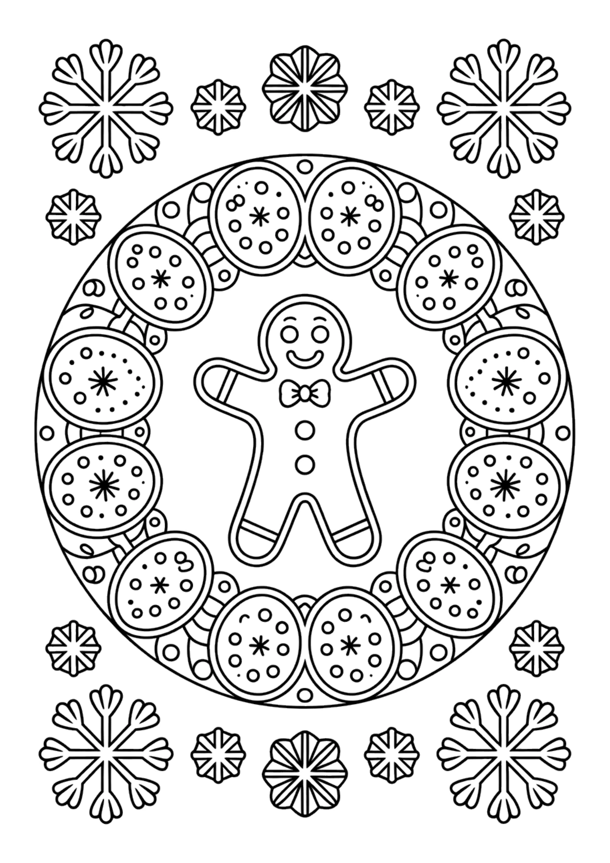 Dibujo de mandala de jengibre para colorear para adultos