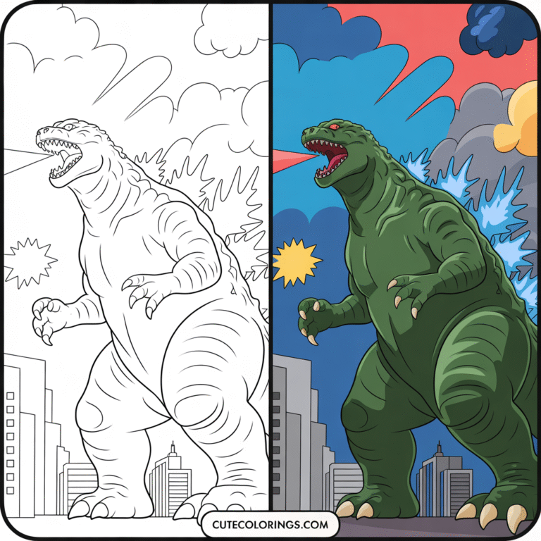 Godzilla Coloring Pages | Free Printable Monster Designs for Kids & Adults
