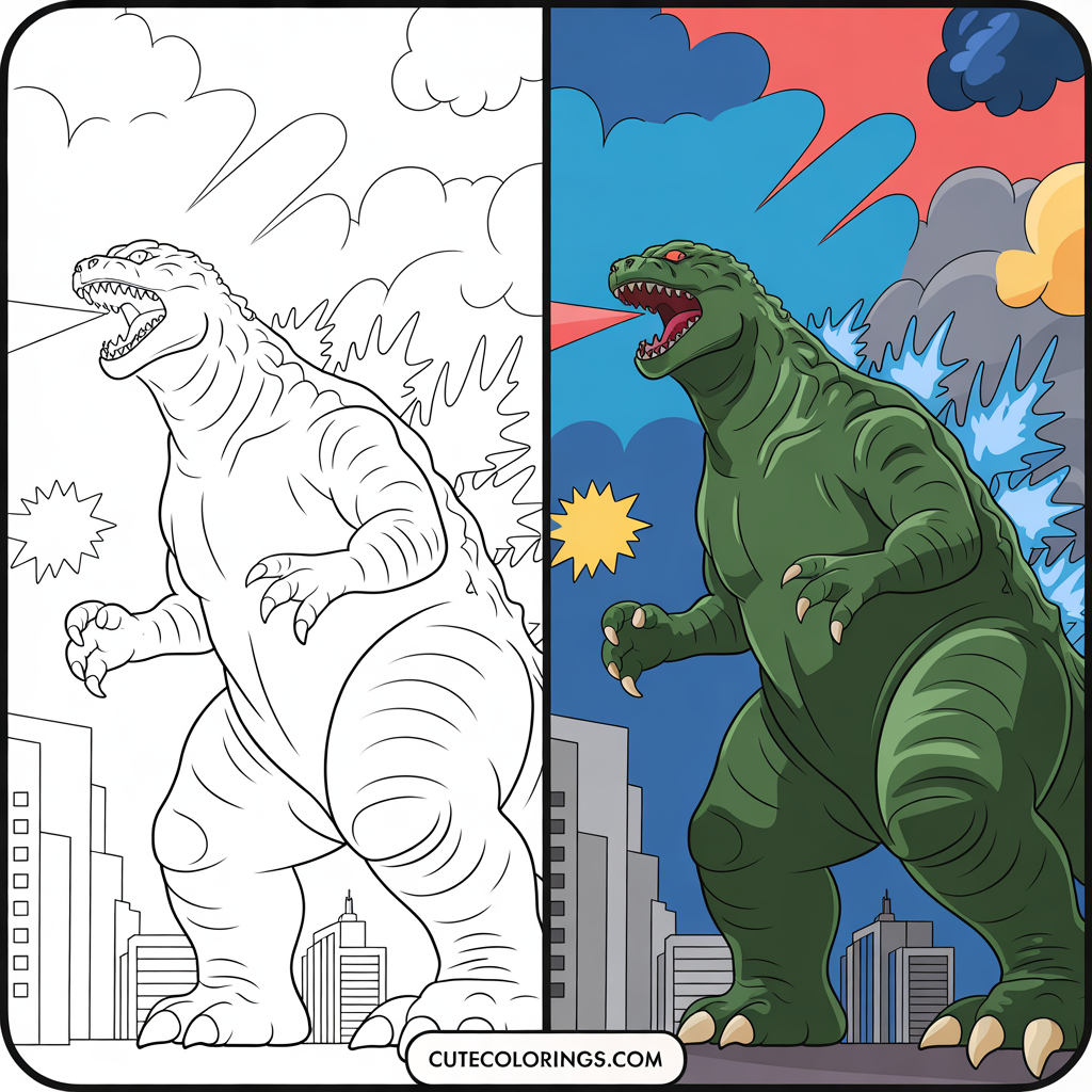 Godzilla Coloring Pages | Free Printable Monster Designs for Kids & Adults