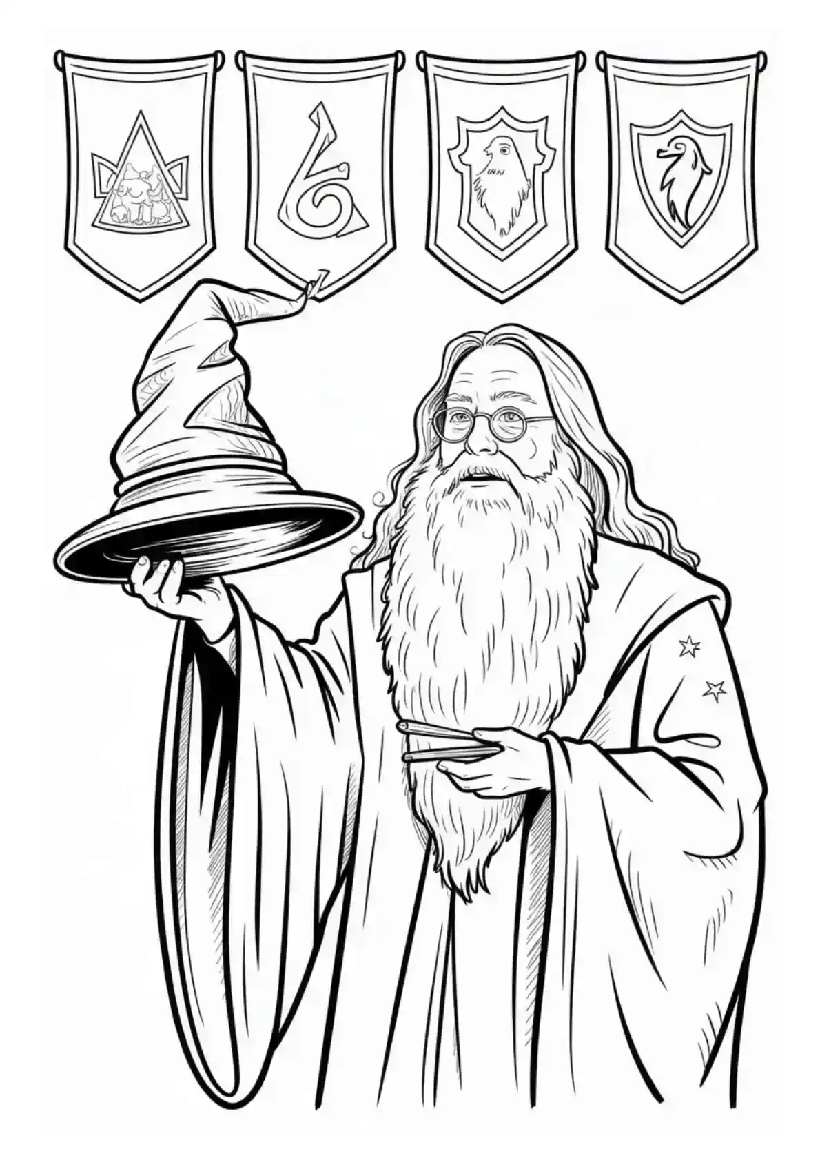 Hagrid caring for magical beasts outdoors