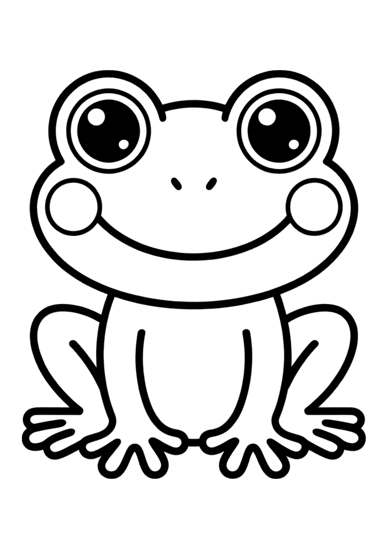 Coloriage facile d&rsquo;une grenouille mignonne et souriante