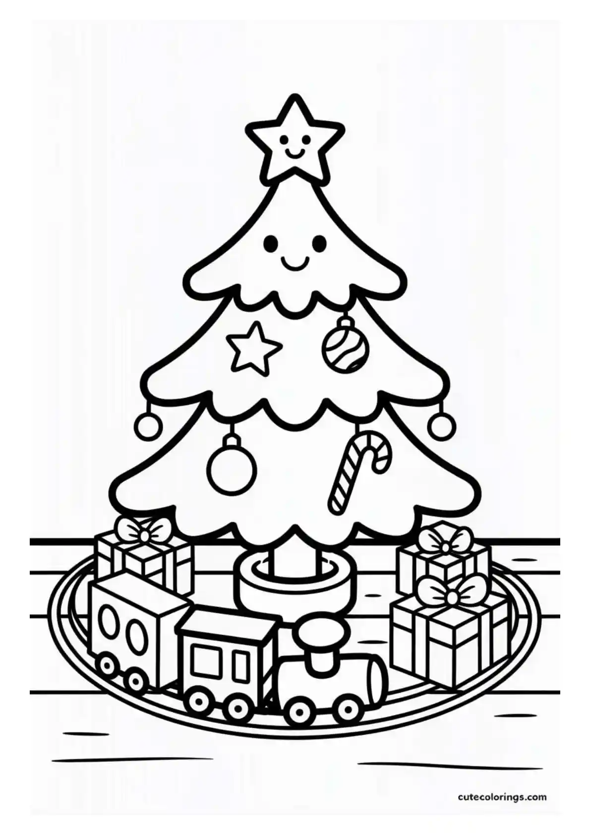 Happy Tree with Train Set and Presents