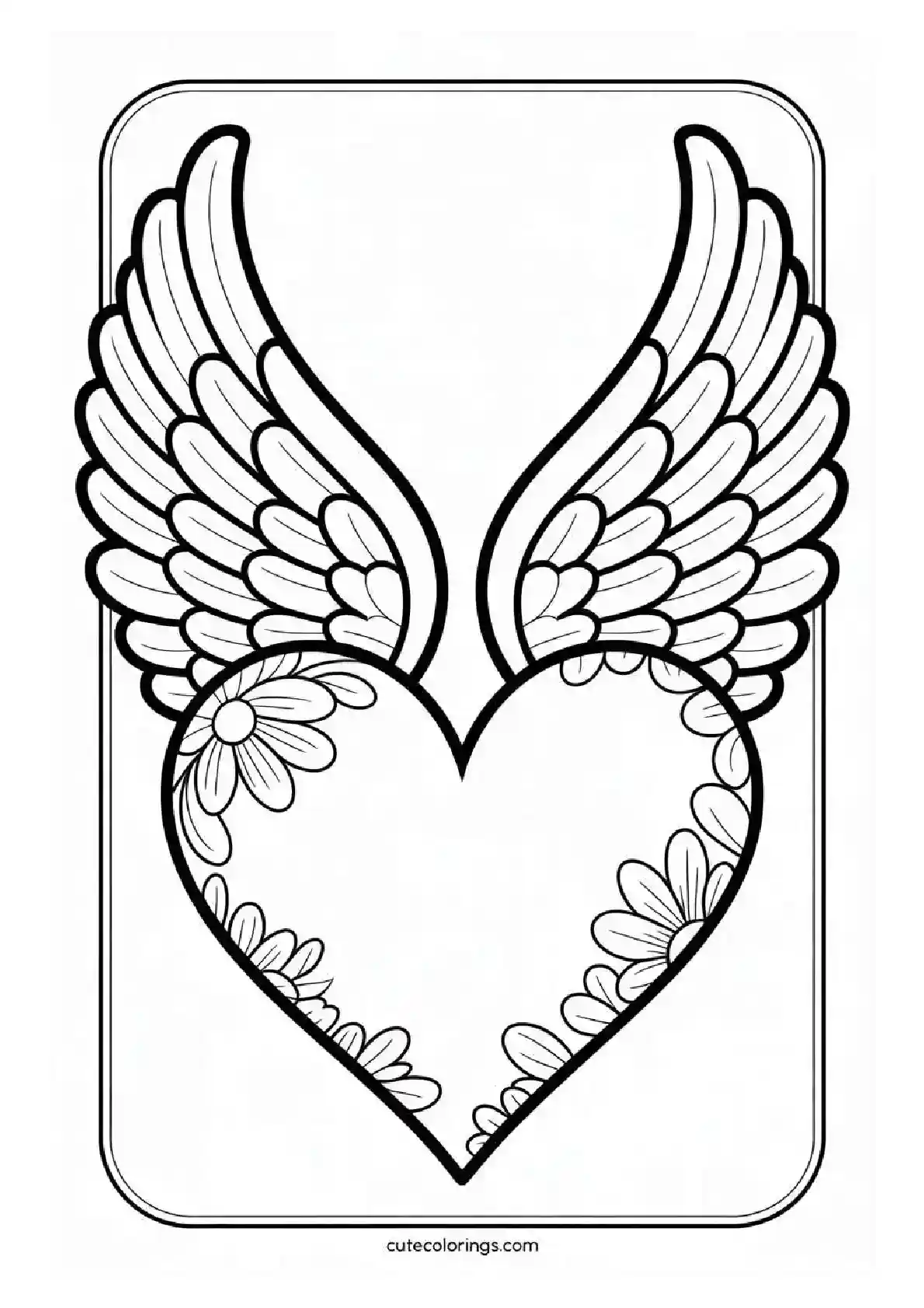 Heart Coloring Pages Angel Wings
