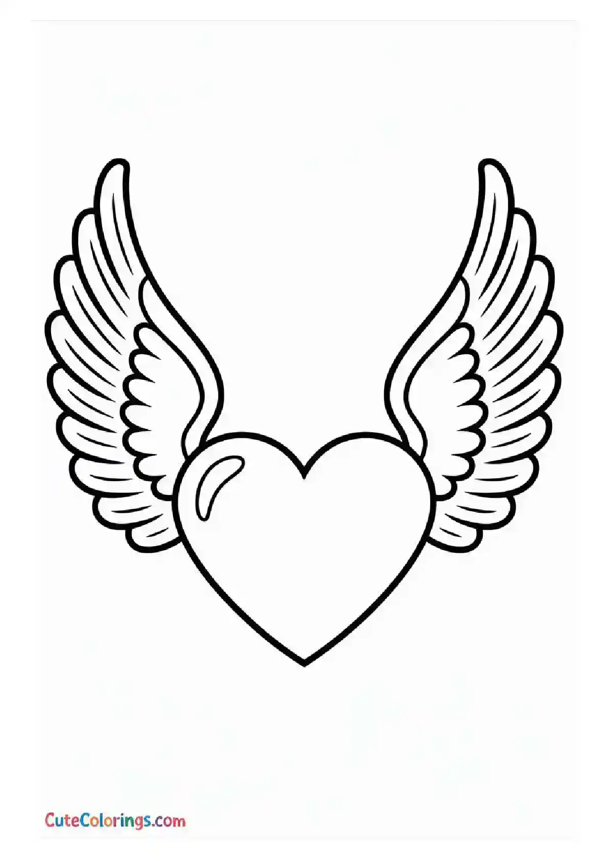 Heart Coloring Pages Flying Wings"