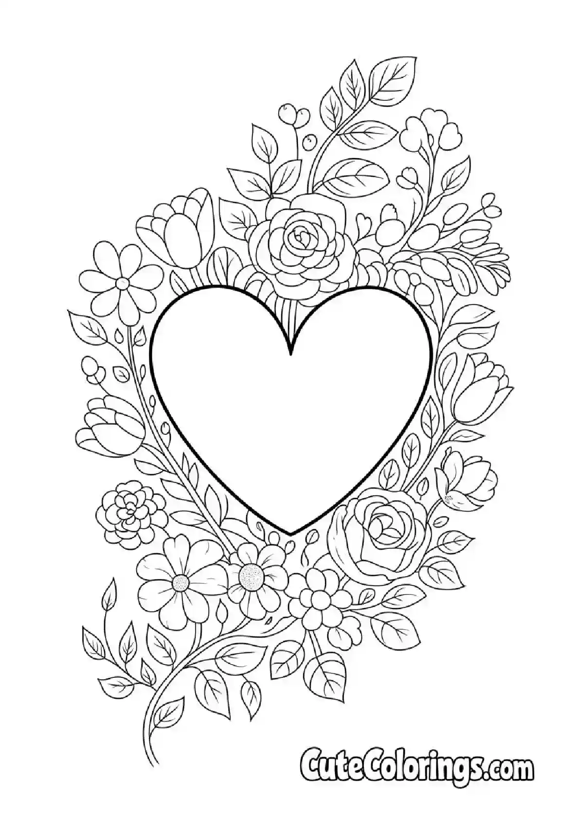 Heart Coloring Pages Garden Frame