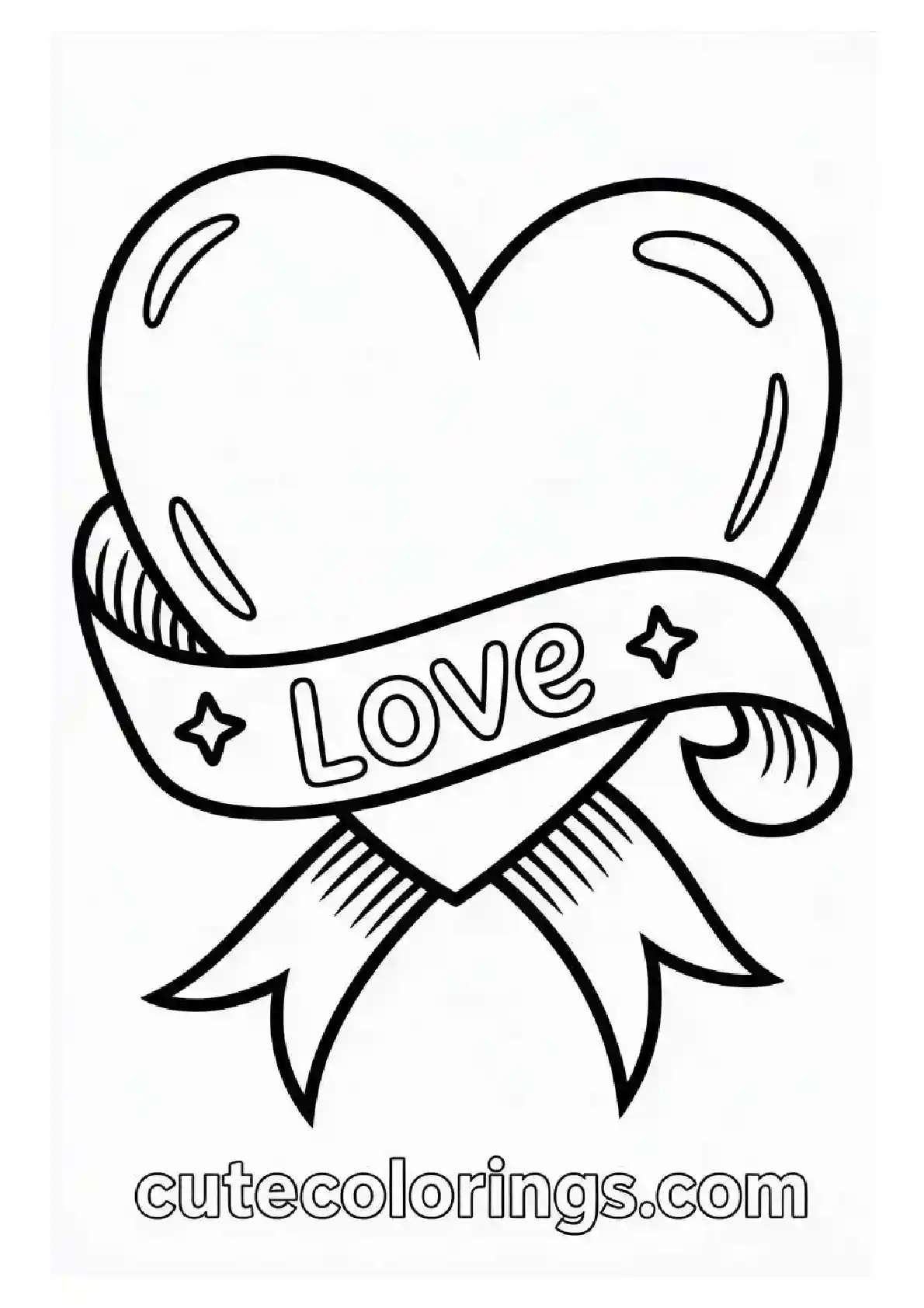 Heart Coloring Pages Love Banner