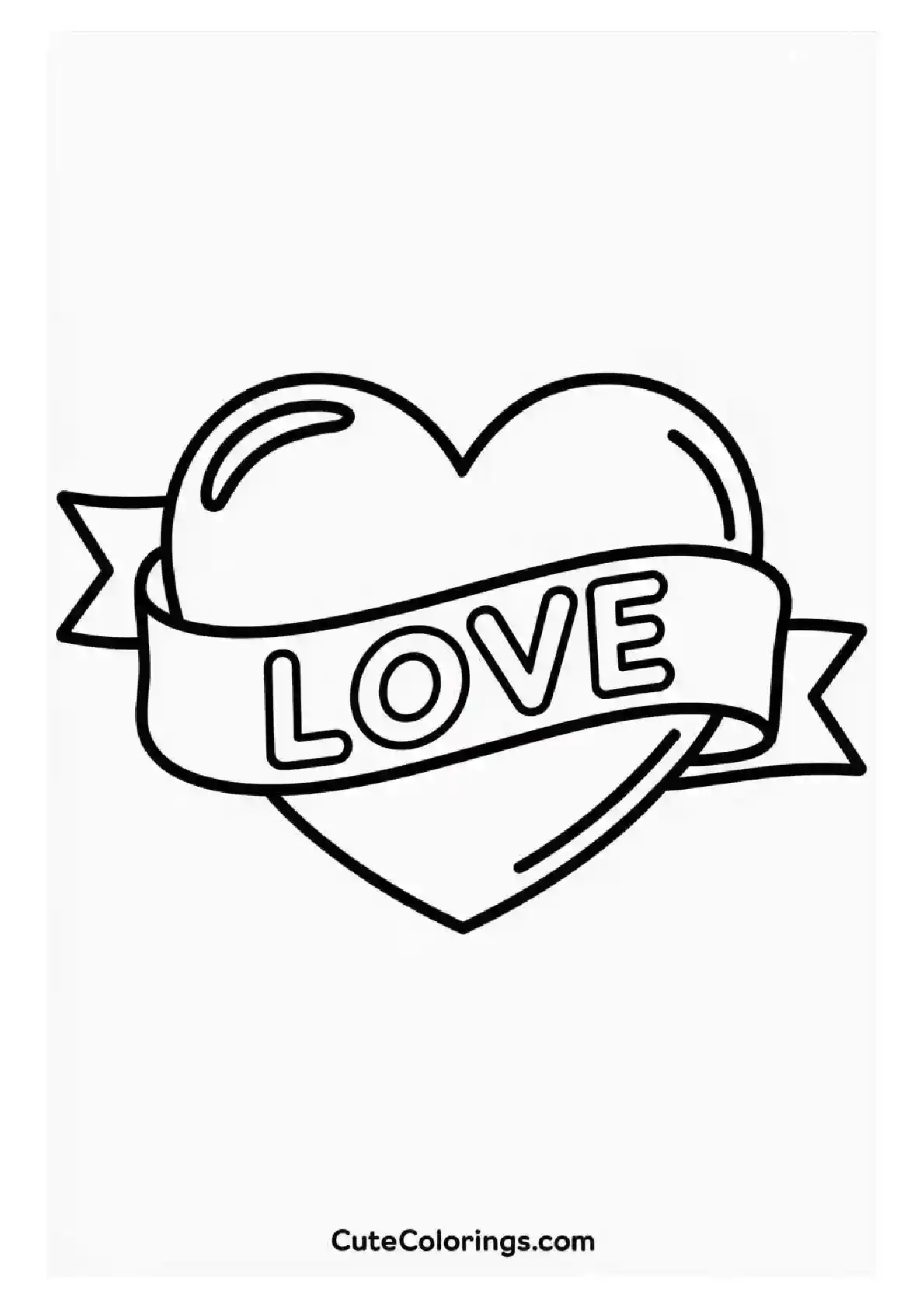 Heart Coloring Pages Love Ribbon