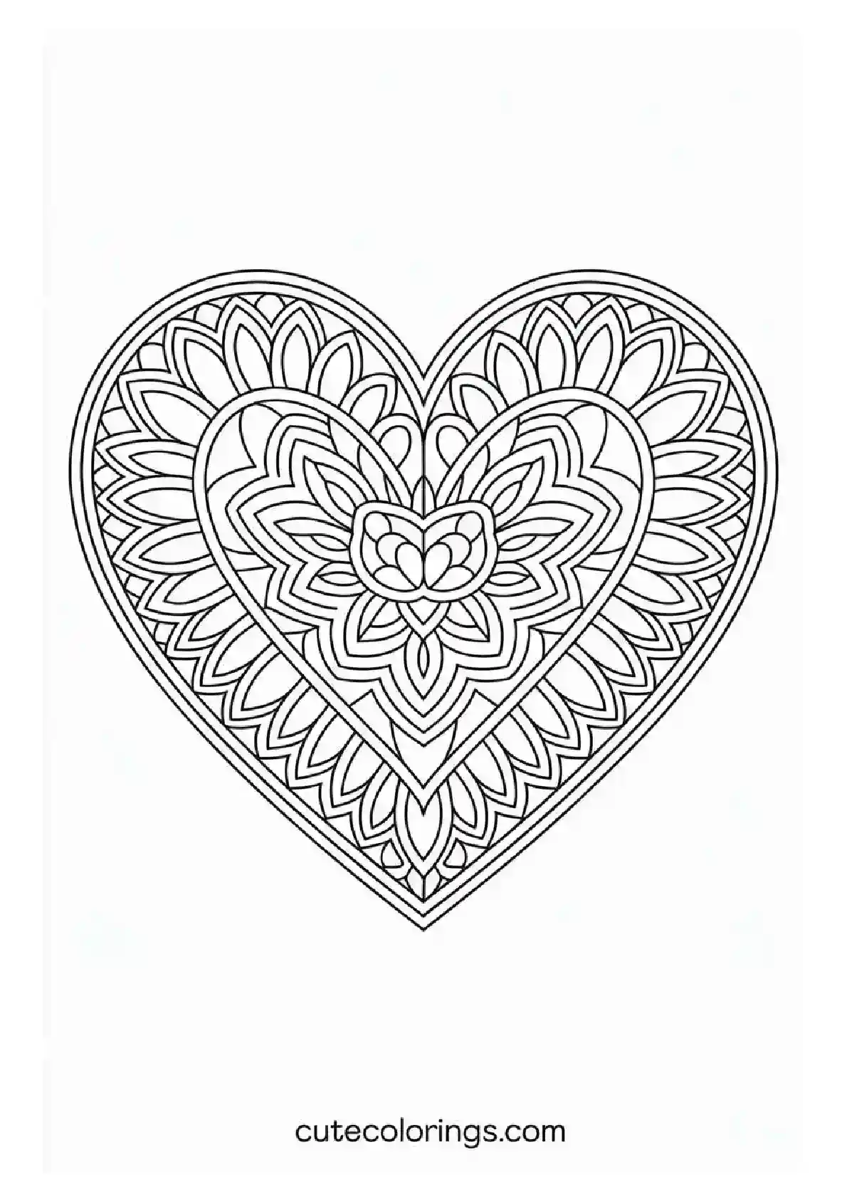 Heart Coloring Pages Mandala Design