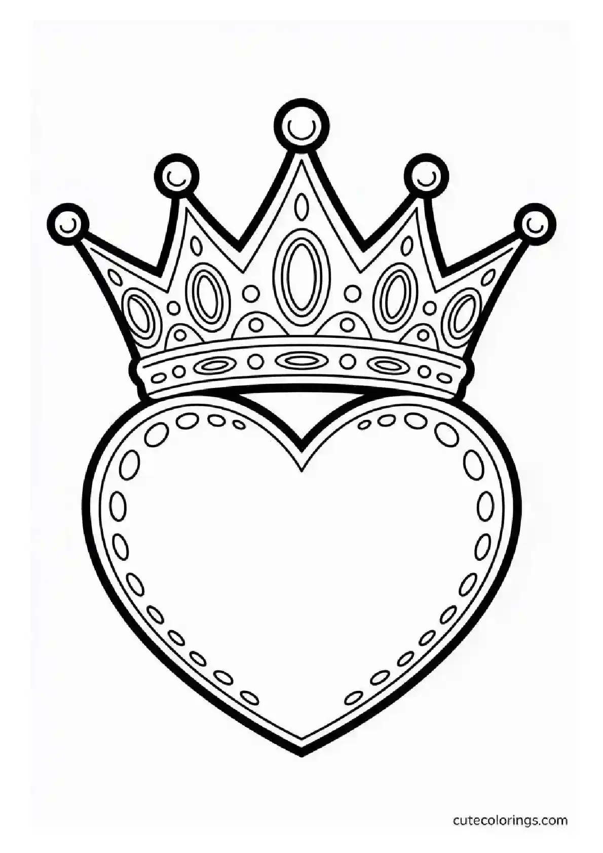 Heart Coloring Pages Princess Crown"