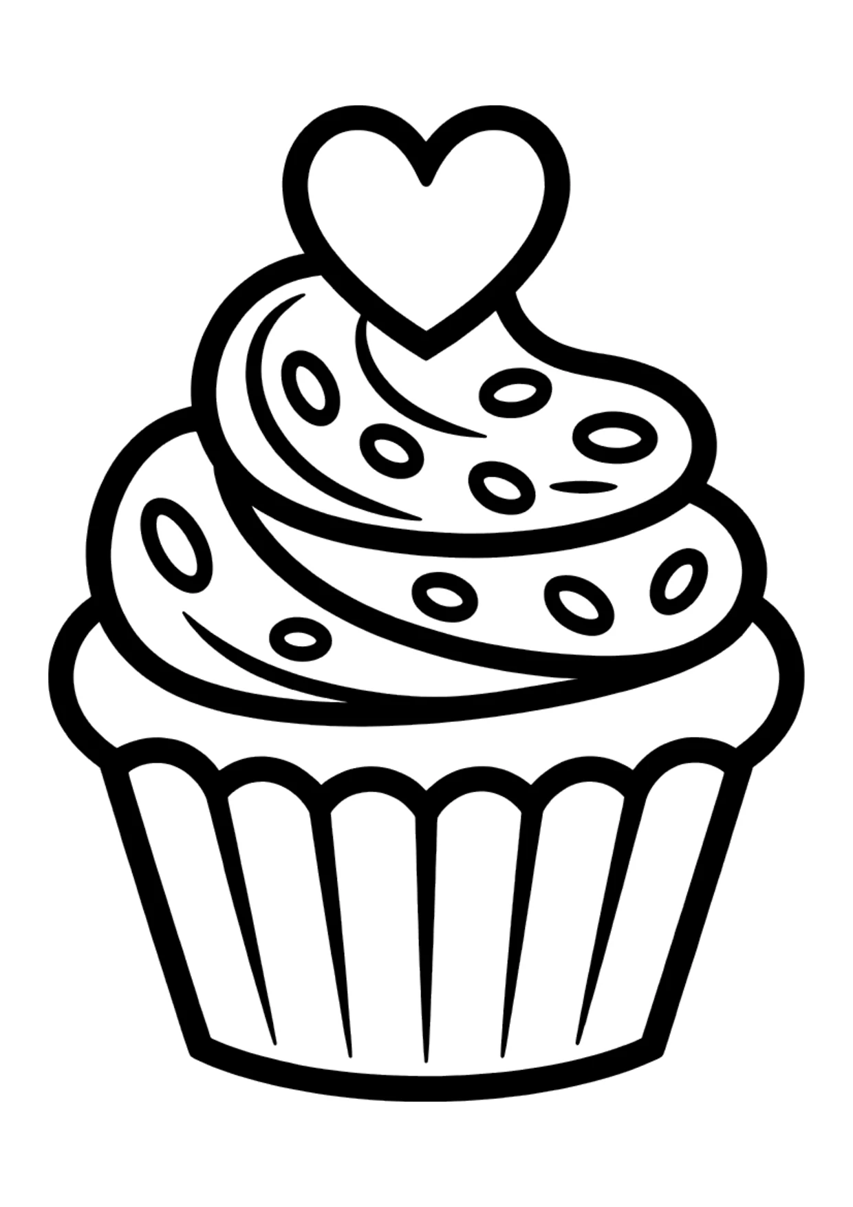 Coloriage d’un cupcake surmonté d’un cœur