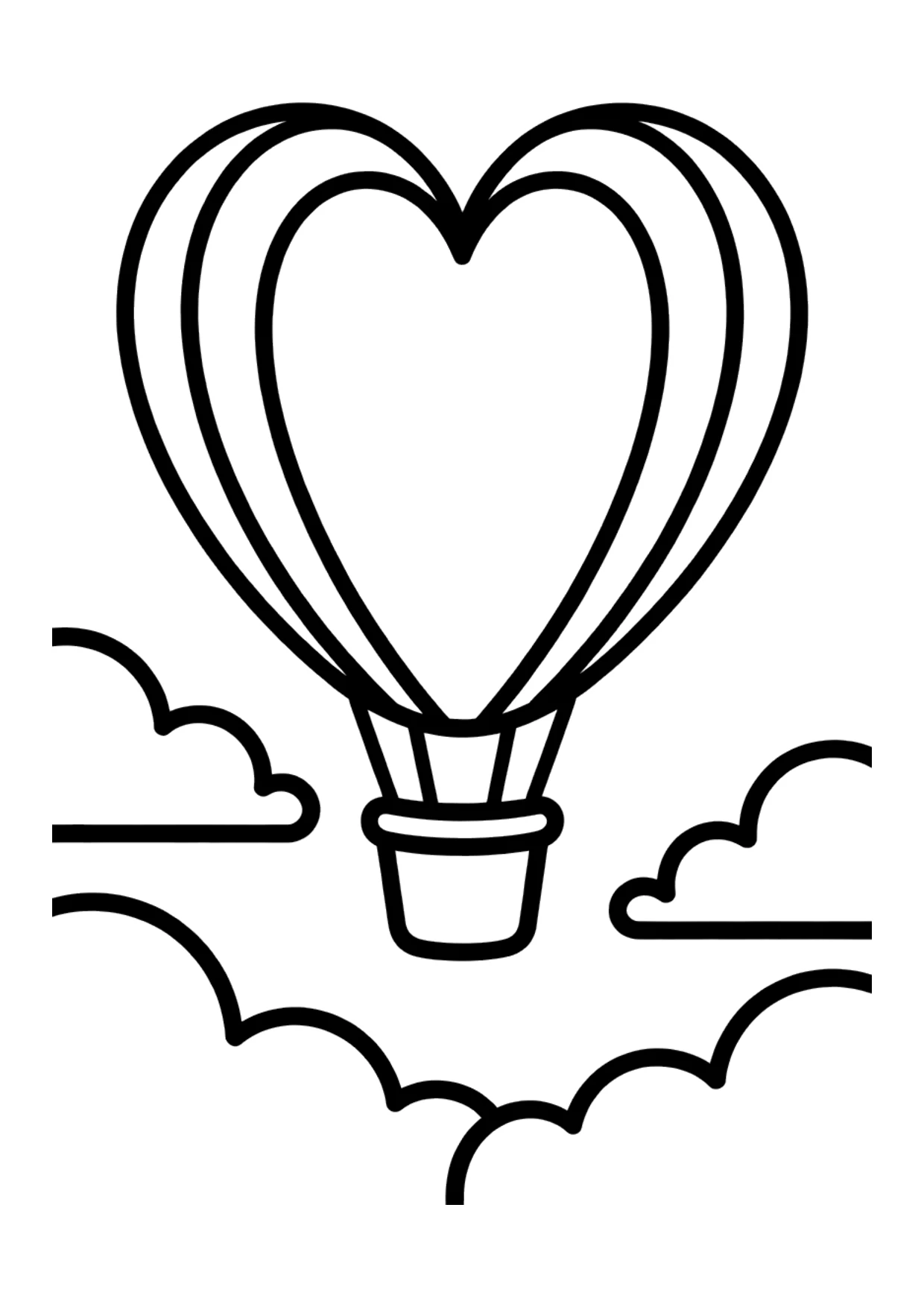 Coloriage d’une montgolfière en forme de cœur