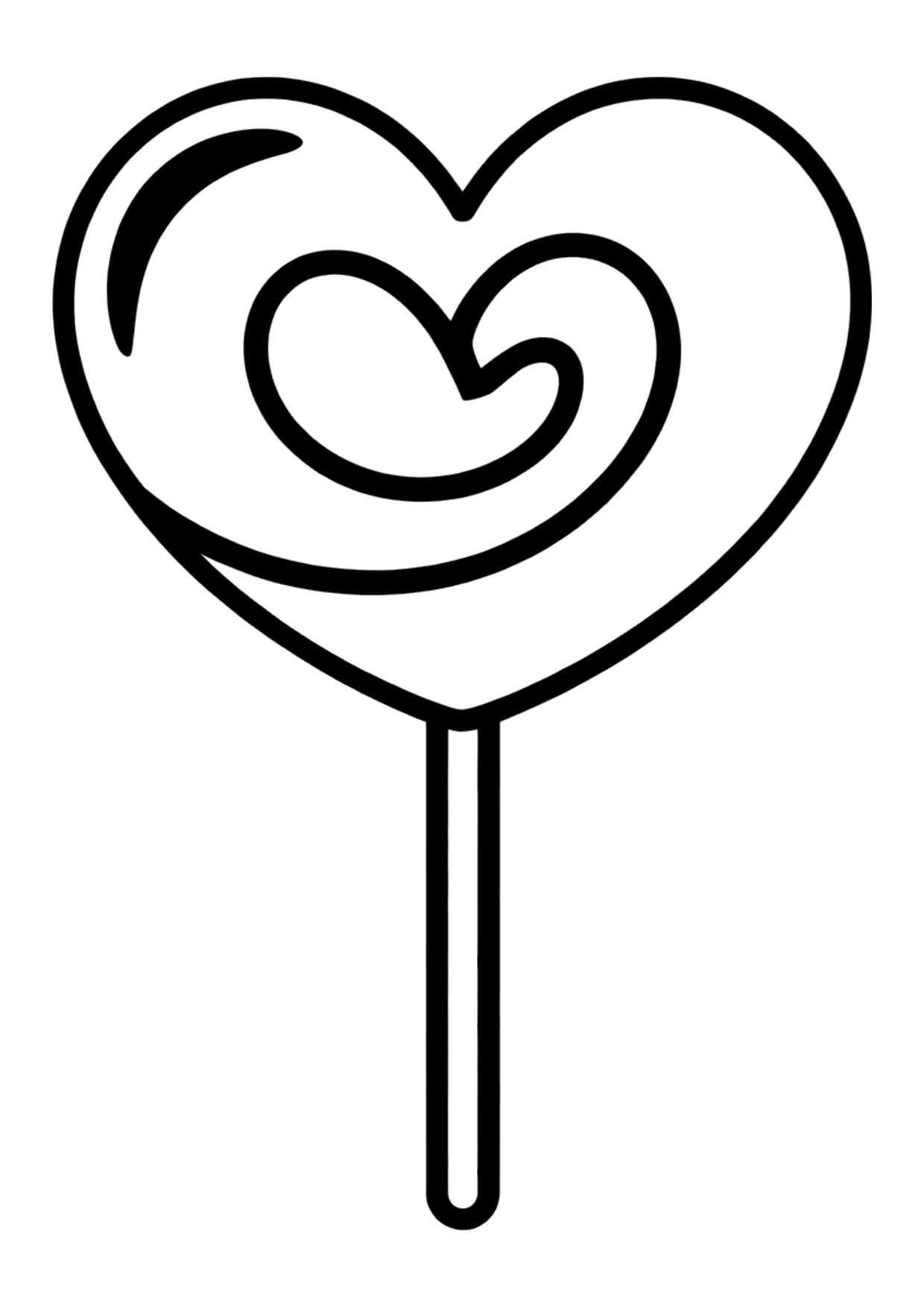 Coloriage facile d’une sucette en forme de cœur