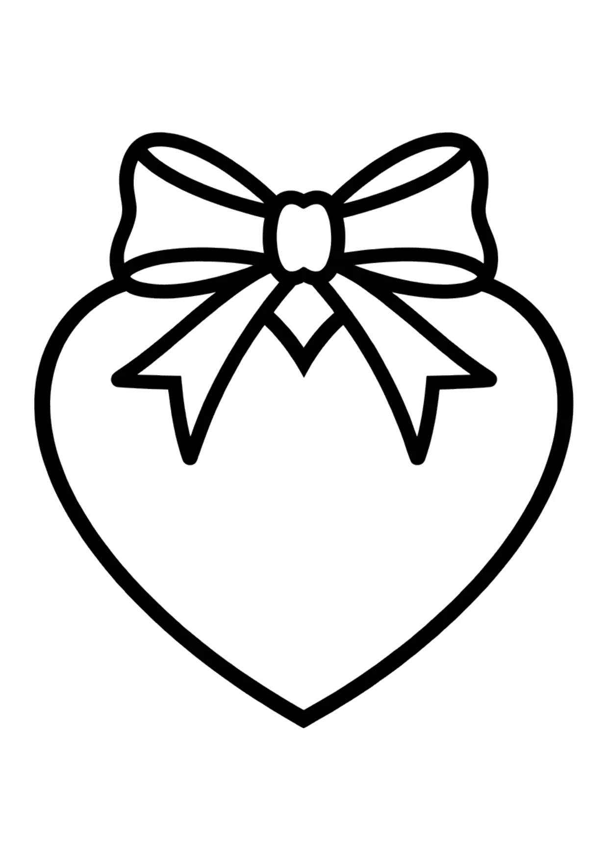 Coloriage facile d’un cœur avec un nœud de ruban
