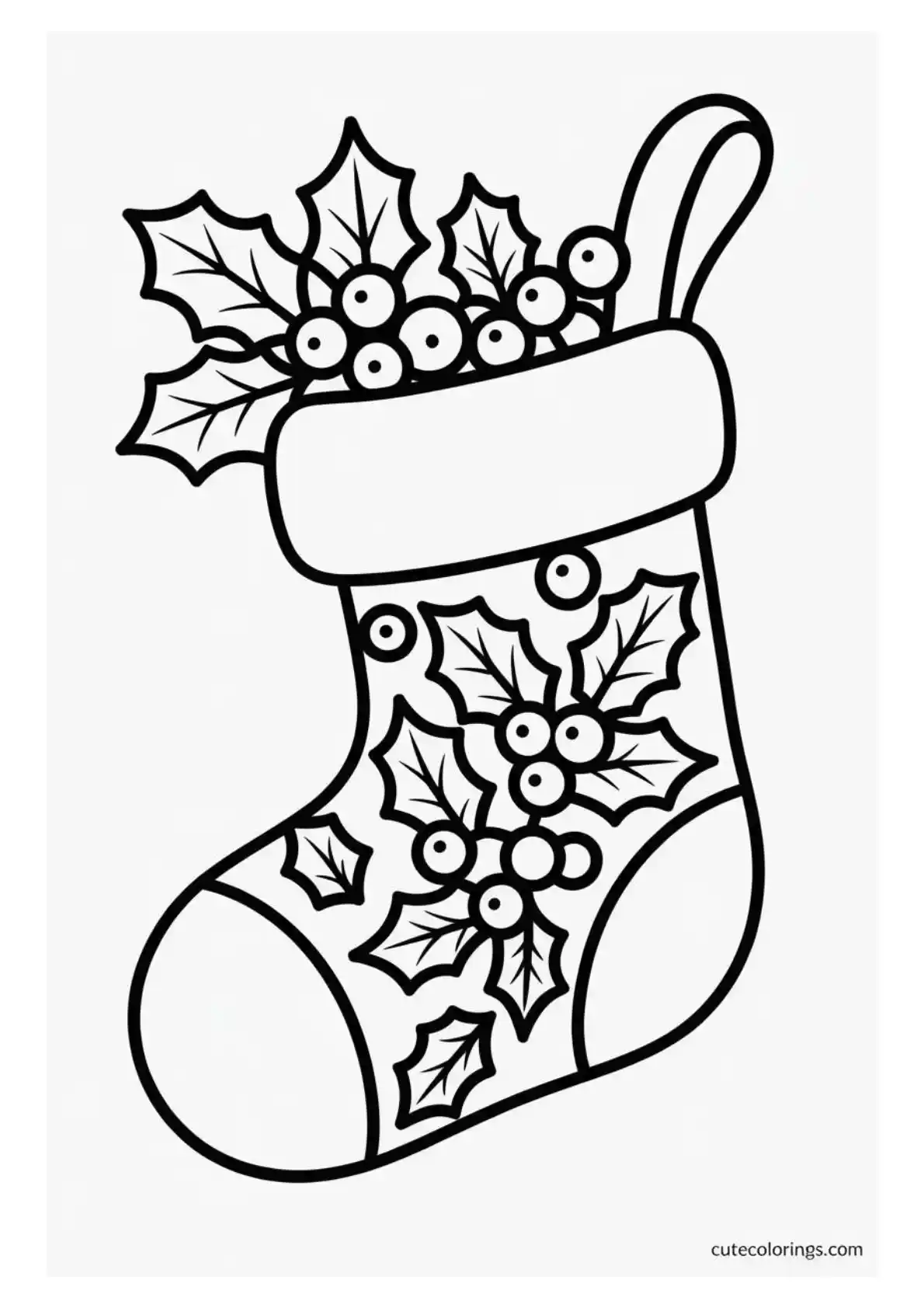 Holly Berry Christmas Stocking Art