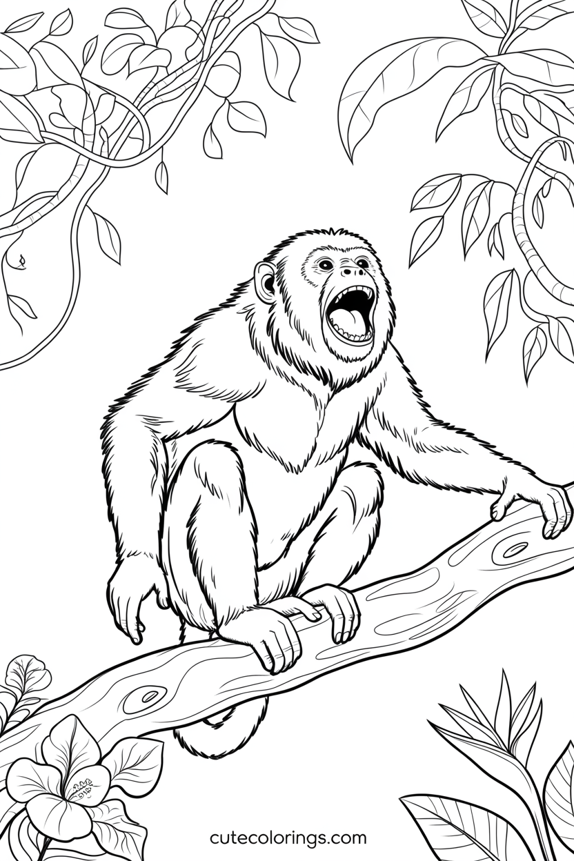 A loud monkey howls from its favorite tree perch