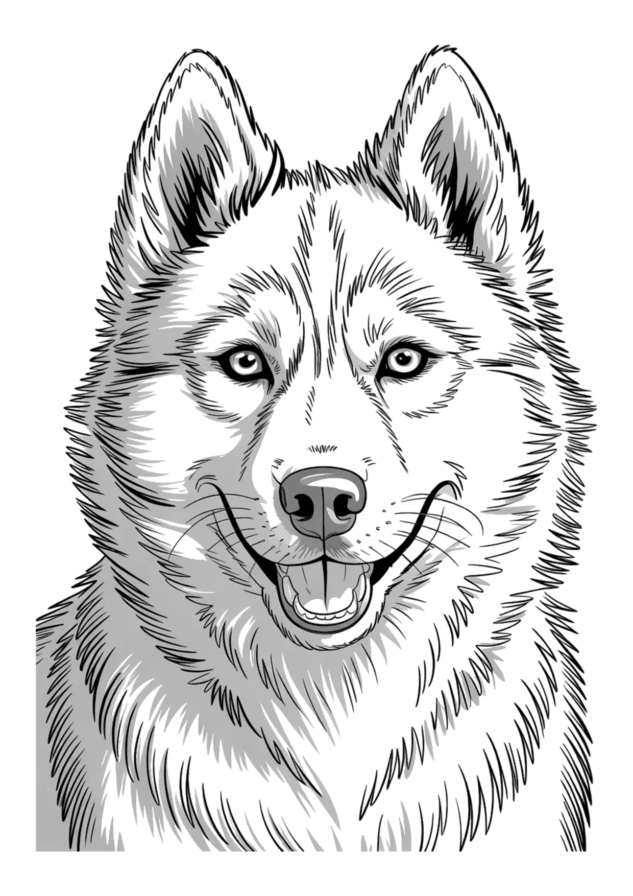 Coloriage détaillé et réaliste d'un husky