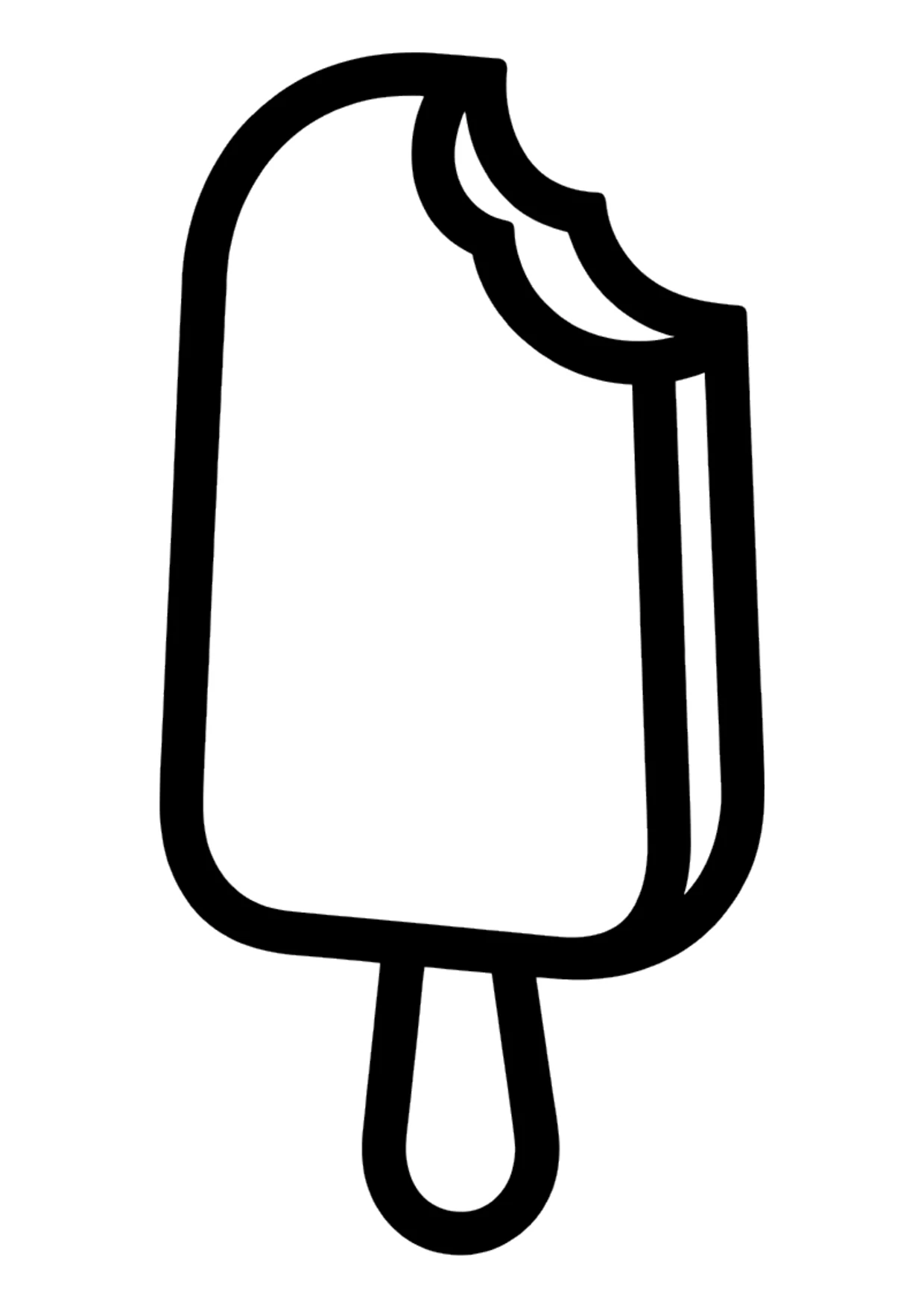 Einfaches Ausmalbild eines Eis am Stiel