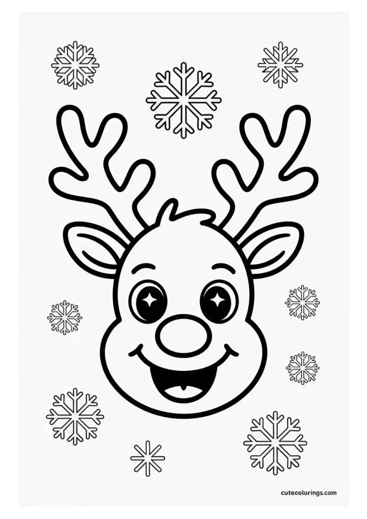 Joyful Reindeer Surrounded by Snowflakes