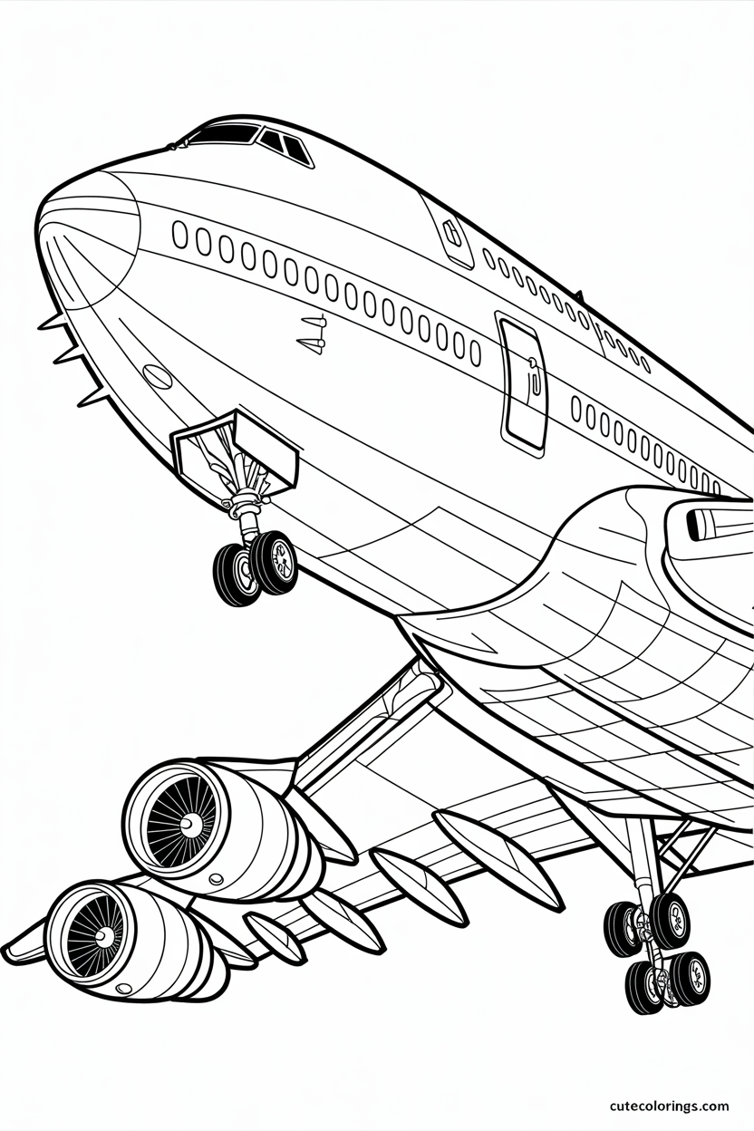 747 aircraft with intricate engine and gear detail