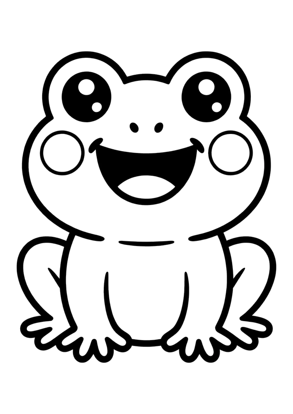 Coloriage kawaii facile d&rsquo;une grenouille toute ronde