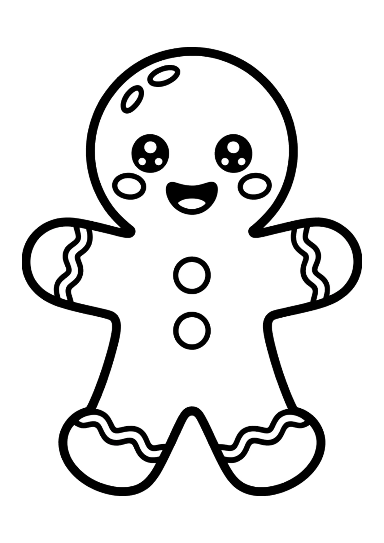 Dibujo fácil de una galleta de hombre de jengibre kawaii para colorear
