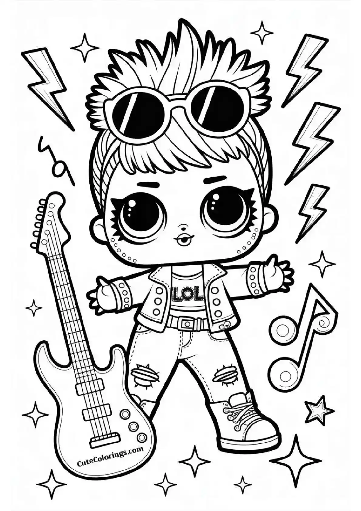 LOL Punk Rock Doll Guitar Coloring